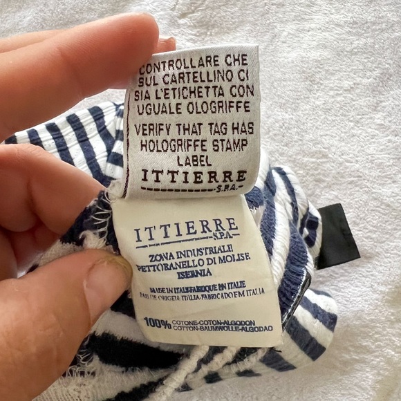 Vintage 90s Versace Jeans Couture Blue And White Striped Cotton Knit Crop Top - Picture 6 of 11